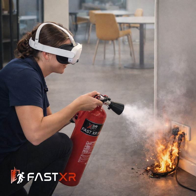 FAST XR Training - Frau löscht einen Elektrobrand